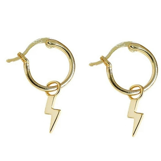 Stainless Steel Women Clip on Earrings Lightning Drop Dangle Buckle Earring Jewelry Stainless Steel Women Clip on Earrings Lightning Drop Dangle Buckle Earring Jewelry